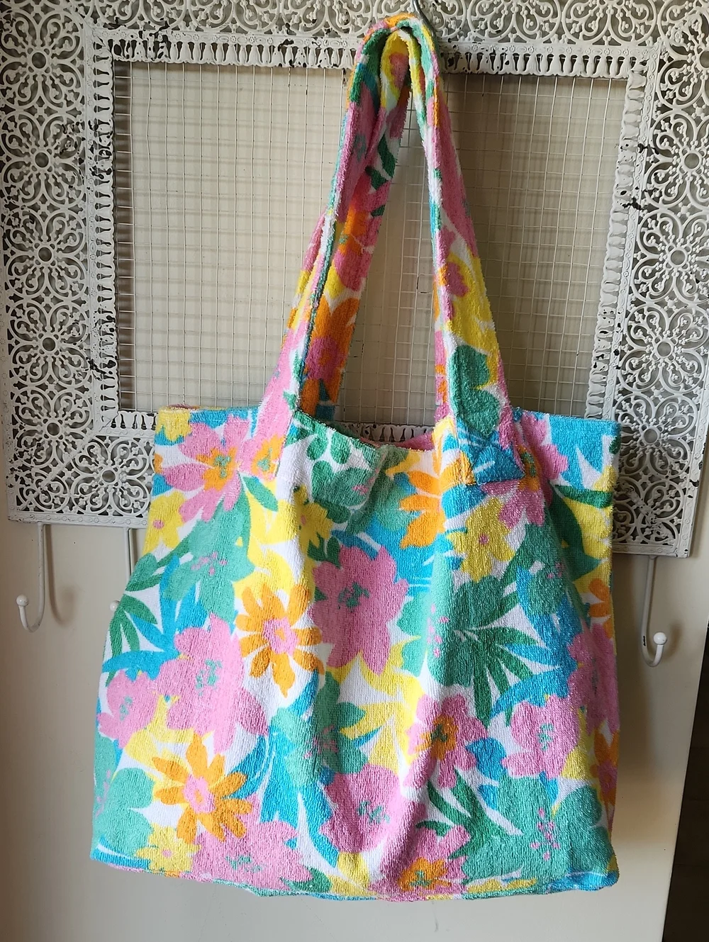 Show Me Your MUMU Floral Bag Tote Terrycloth Resortwear
